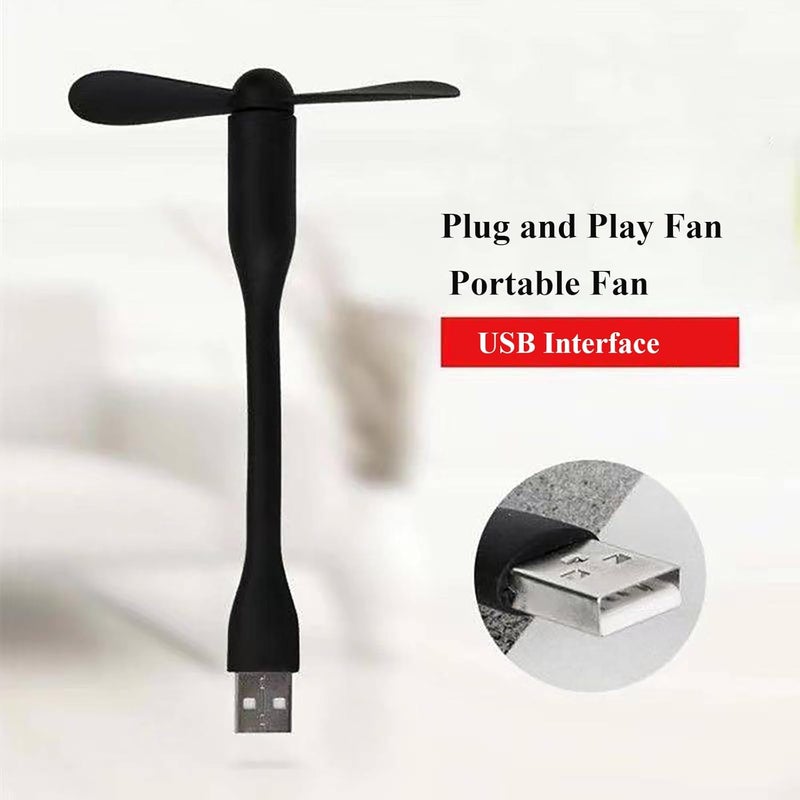 Soseelnee Mini USB Fan, Portable Pocket Fan USB-A Powered Little Cooler, Quiet Operation, for Home Office Car Outdoor Travel- 4 Pack (Black) - Image 2